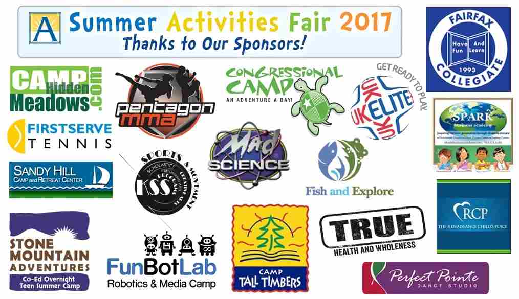 A banner displaying sponsors of Summer Activities fair 2017