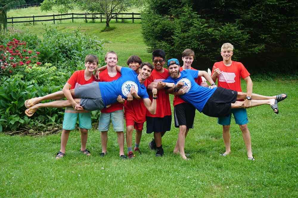 A group of male Campers pose for a picture.