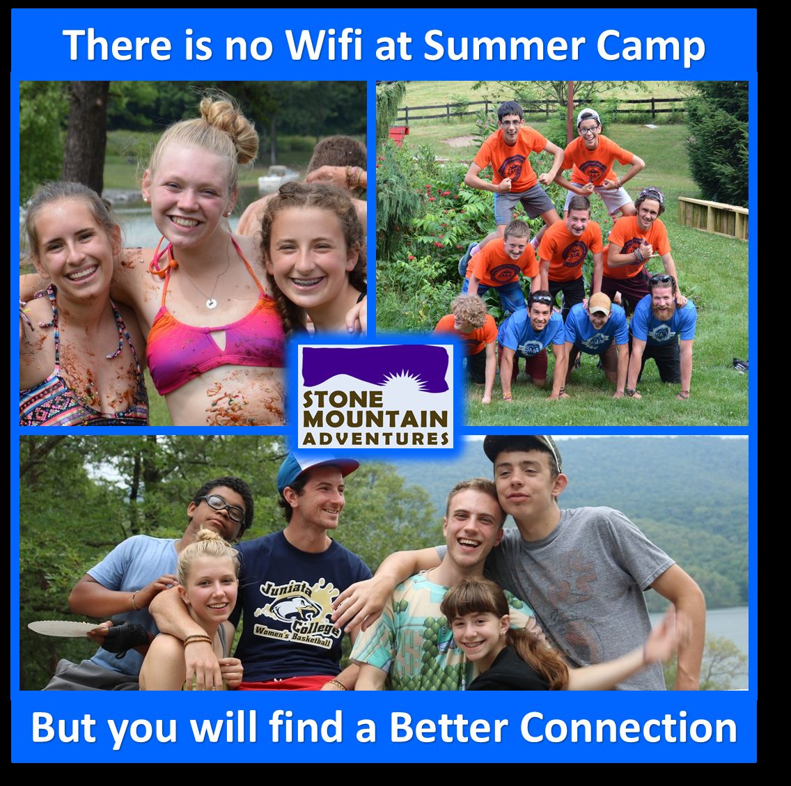 A 3 photo collage showing the bond between SMA Campers.
