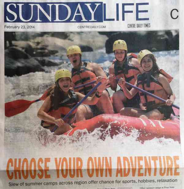 A picture of Sunday Life Magazine featuring SMA Campers White Water Rafting