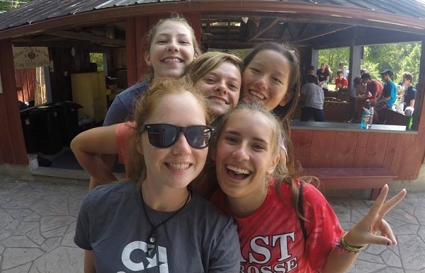 A group of Teen female Campers pose for a picture